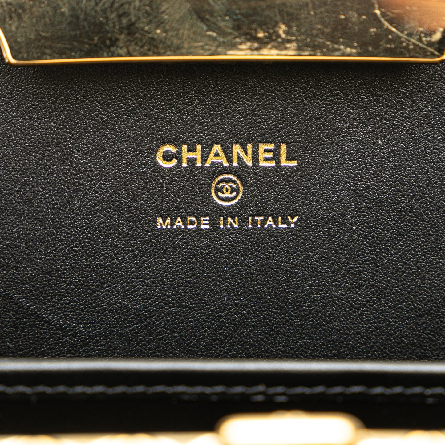 Black Chanel Large Glazed Goatskin Box With Chain Crossbody Bag