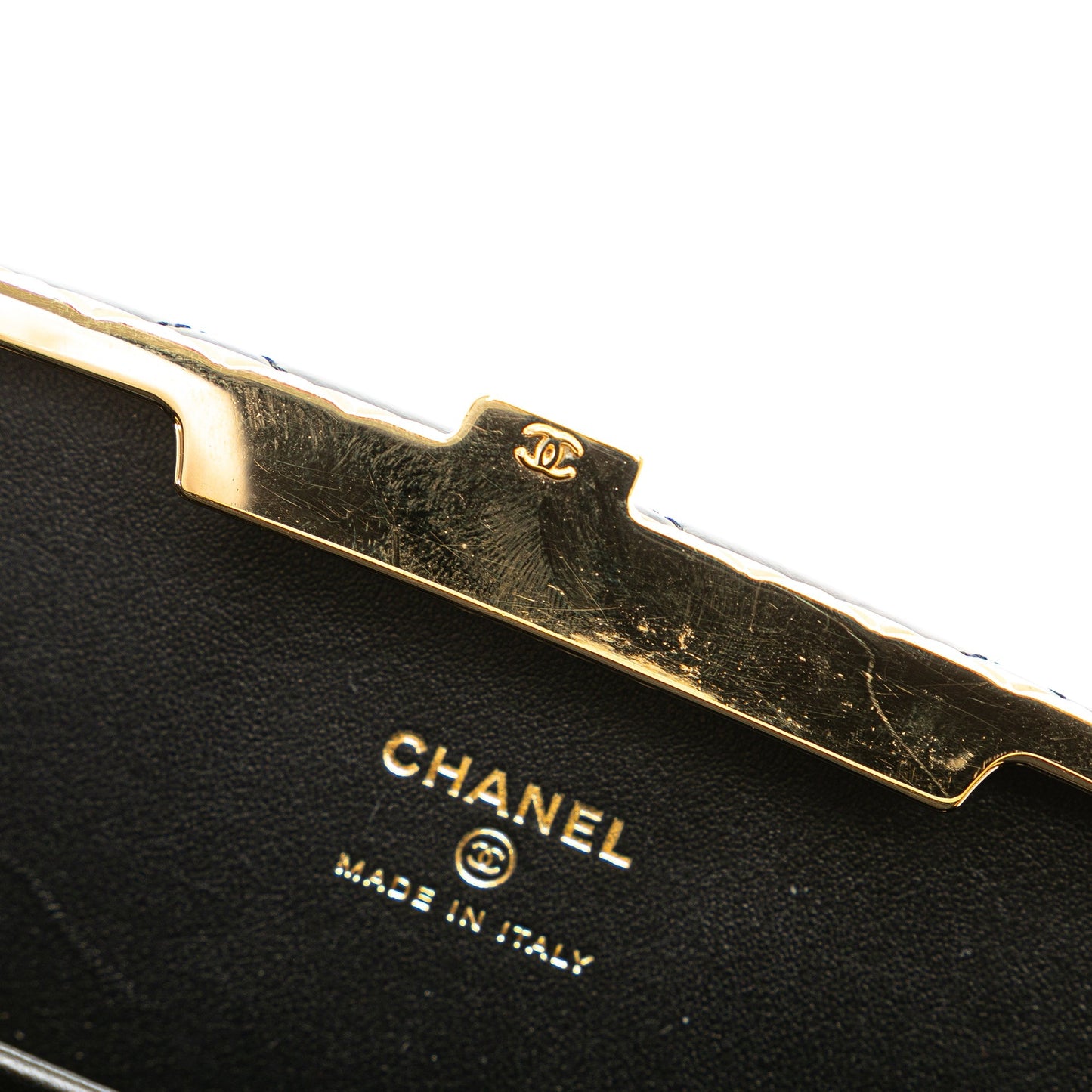 Black Chanel Large Glazed Goatskin Box With Chain Crossbody Bag