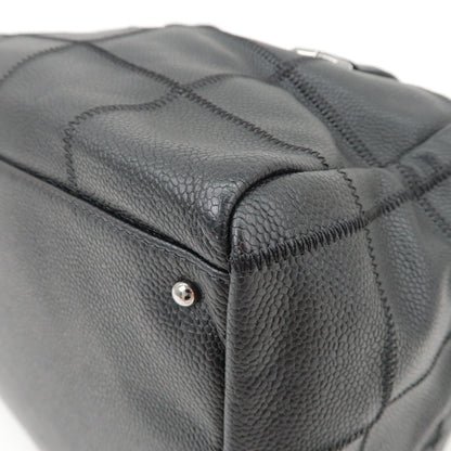 CHANEL Chocobar Caviar Skin Boston Bag Shoulder Bag Black