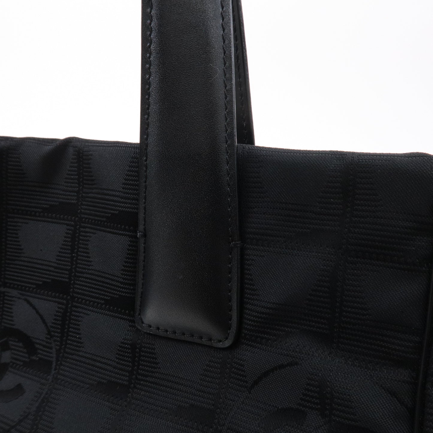 CHANEL New Travel Line Nylon Jacquard PM Tote Bag Black A20457