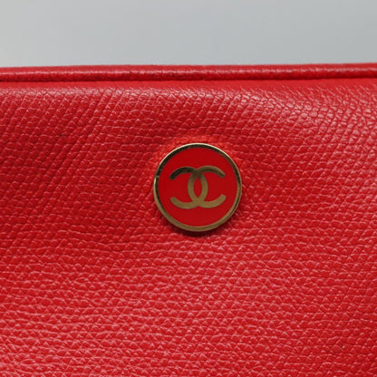 CHANEL Pouch Leather Red CC 110050