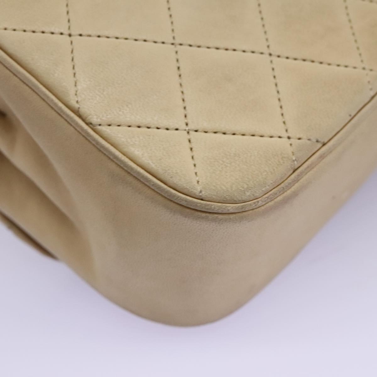 CHANEL Matelasse Chain Shoulder Bag Lamb Skin Beige Gold CC 110167