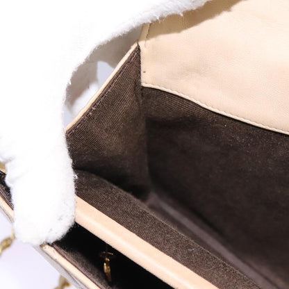 CHANEL Matelasse Chain Shoulder Bag Lamb Skin Beige Gold CC 110167