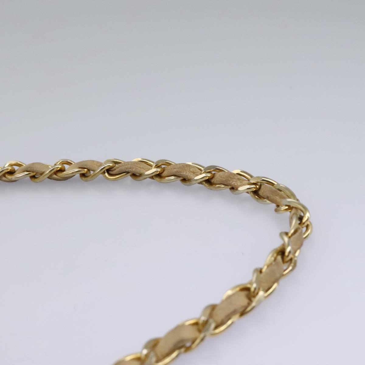 CHANEL Matelasse Chain Shoulder Bag Lamb Skin Beige Gold CC 110167