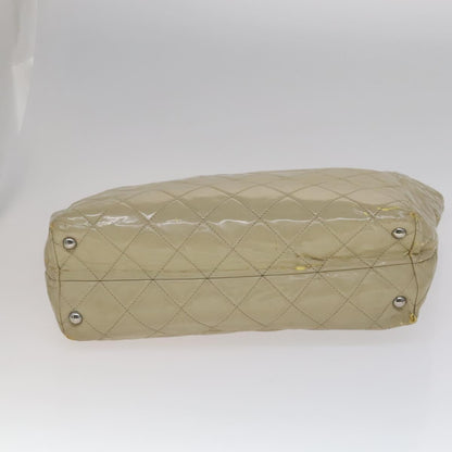 CHANEL Matelasse Chain COCO Mark Tote Bag Enamel Beige CC 110216