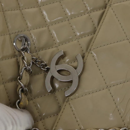 CHANEL Matelasse Chain COCO Mark Tote Bag Enamel Beige CC 110216