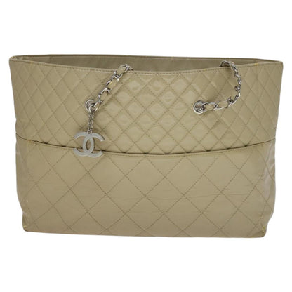 CHANEL Matelasse Chain COCO Mark Tote Bag Enamel Beige CC 110216