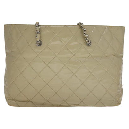 CHANEL Matelasse Chain COCO Mark Tote Bag Enamel Beige CC 110216