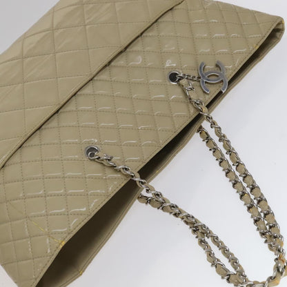 CHANEL Matelasse Chain COCO Mark Tote Bag Enamel Beige CC 110216