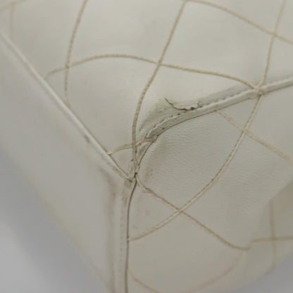 CHANEL Wild Stitch Hand Bag Leather White CC 110221