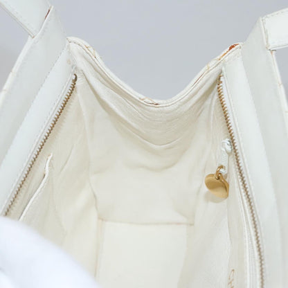 CHANEL Wild Stitch Hand Bag Leather White CC 110221