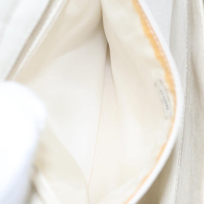 CHANEL Wild Stitch Hand Bag Leather White CC 110221