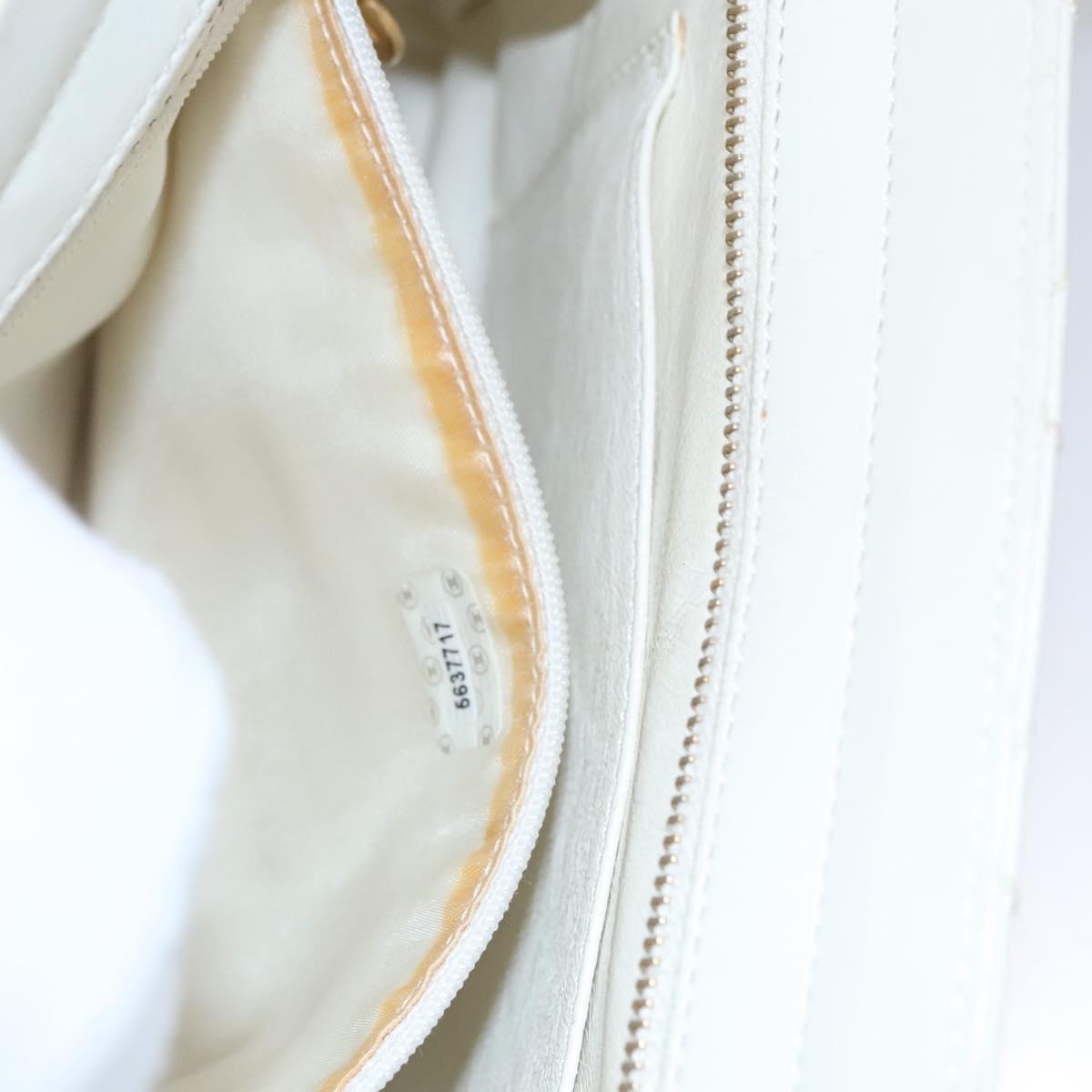 CHANEL Wild Stitch Hand Bag Leather White CC 110221
