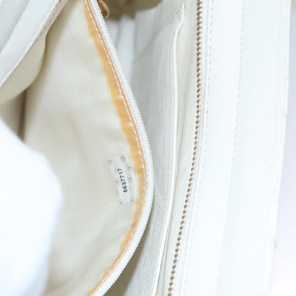 CHANEL Wild Stitch Hand Bag Leather White CC 110221