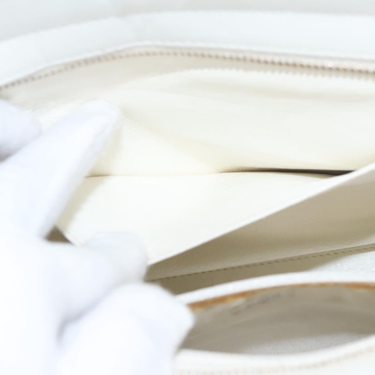 CHANEL Wild Stitch Hand Bag Leather White CC 110221