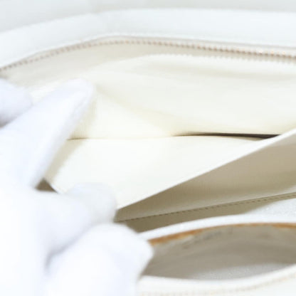 CHANEL Wild Stitch Hand Bag Leather White CC 110221