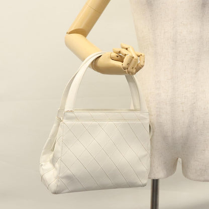 CHANEL Wild Stitch Hand Bag Leather White CC 110221