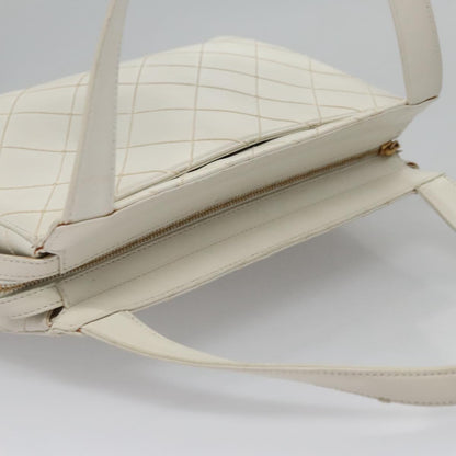 CHANEL Wild Stitch Hand Bag Leather White CC 110221