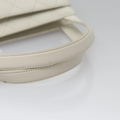 CHANEL Wild Stitch Hand Bag Leather White CC 110221