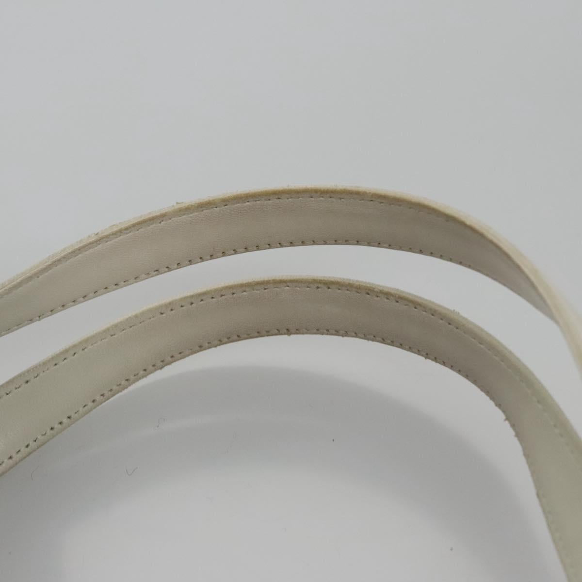 CHANEL Wild Stitch Hand Bag Leather White CC 110221