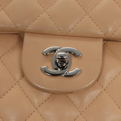 CHANEL Matelasse Cambon Line Shoulder Bag Leather Beige Silver CC 110229A
