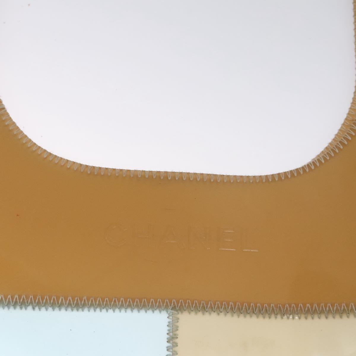 CHANEL Choco Bar Tote Bag Vinyl Beige Blue CC 110236