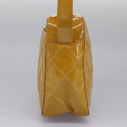CHANEL Bicolore Shoulder Bag Patent leather Yellow CC 110286