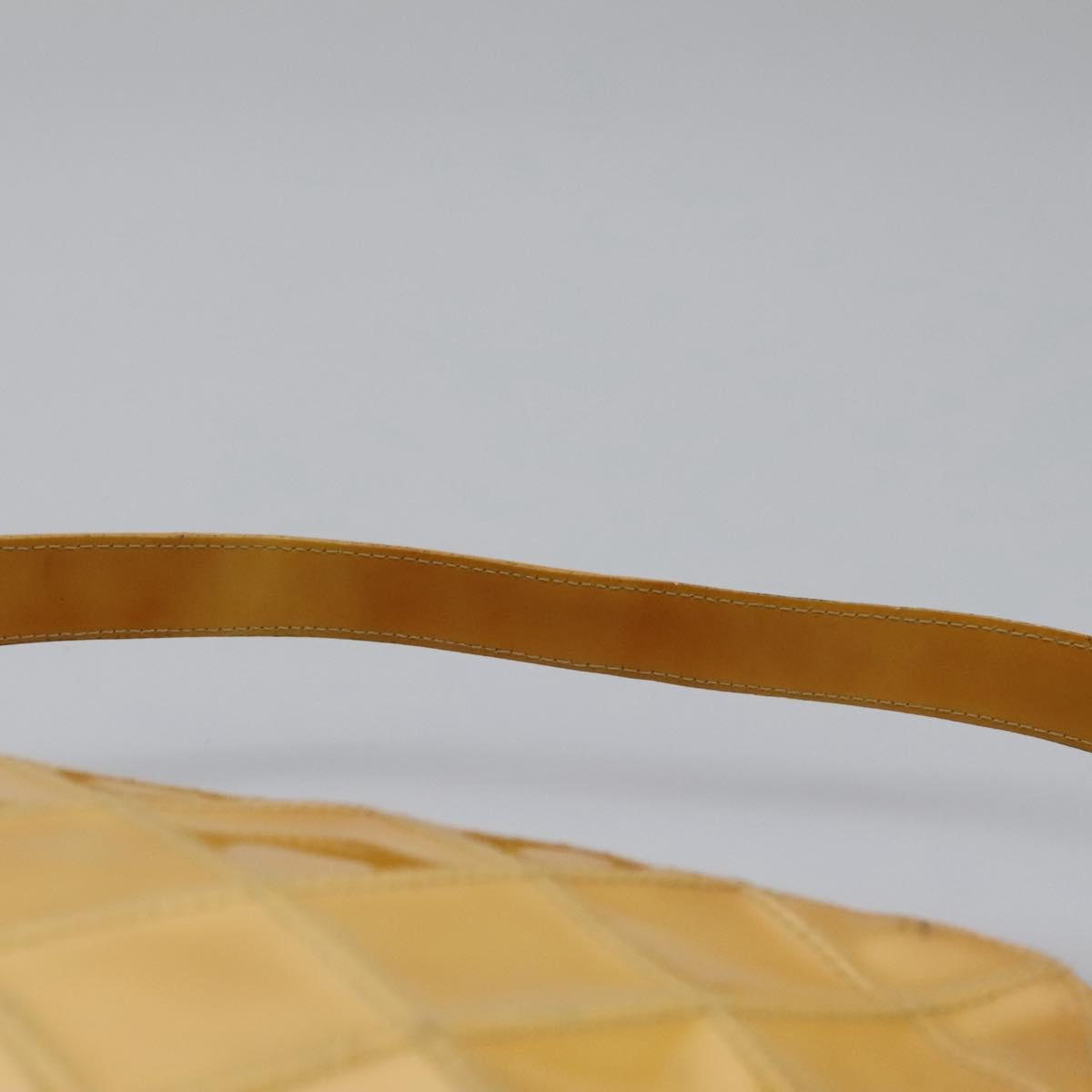 CHANEL Bicolore Shoulder Bag Patent leather Yellow CC 110286