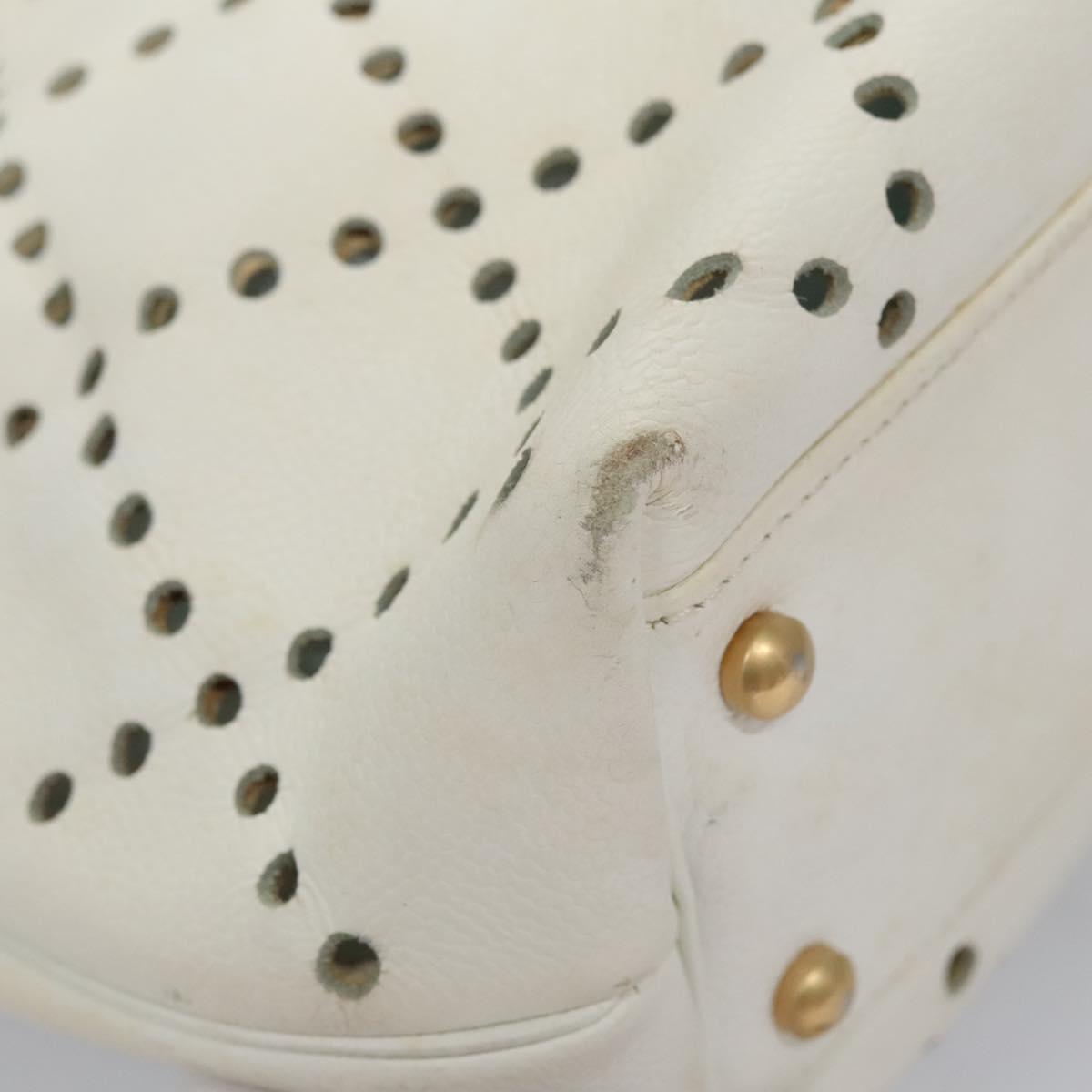 CHANEL Tote Bag Caviar Skin White CC 110288