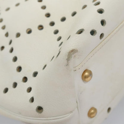 CHANEL Tote Bag Caviar Skin White CC 110288