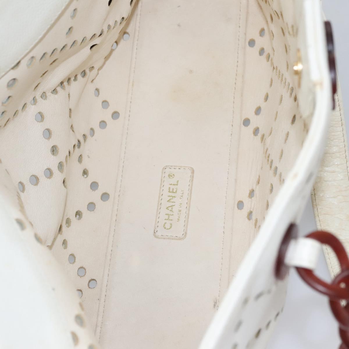 CHANEL Tote Bag Caviar Skin White CC 110288