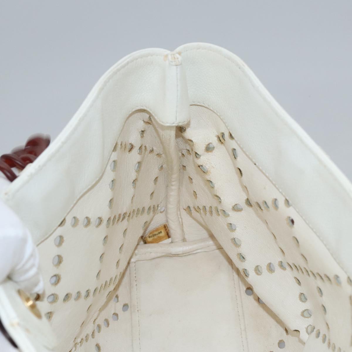 CHANEL Tote Bag Caviar Skin White CC 110288