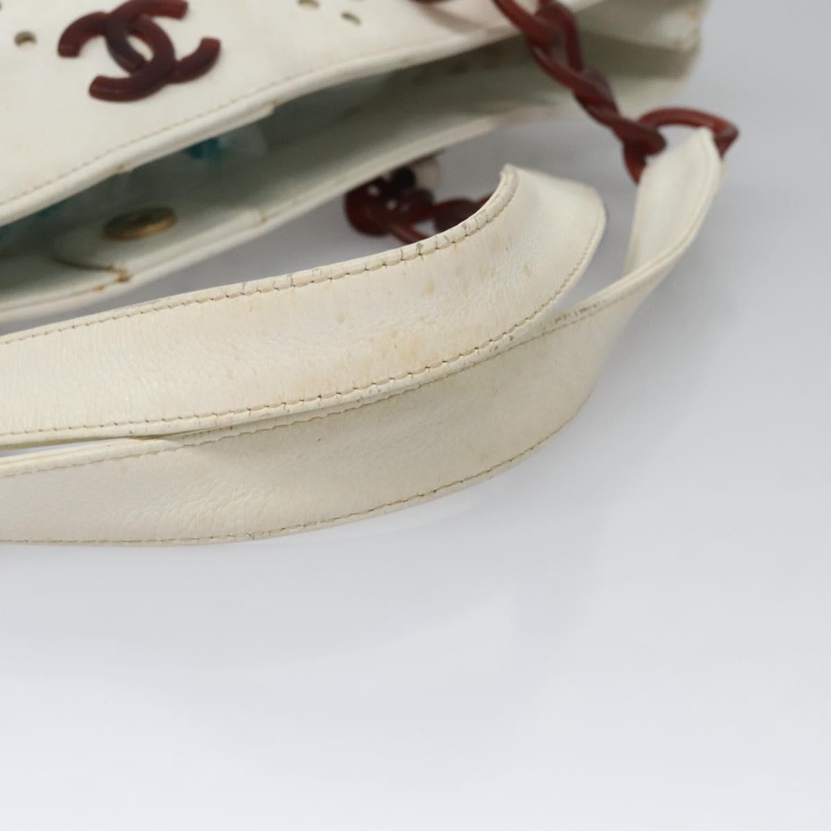 CHANEL Tote Bag Caviar Skin White CC 110288