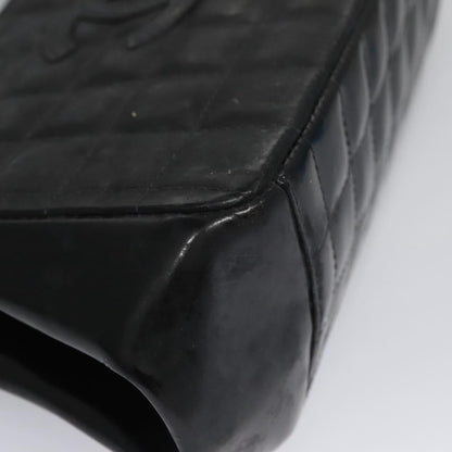 CHANEL Choco Bar Shoulder Bag Enamel Black CC 110333