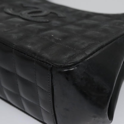CHANEL Choco Bar Shoulder Bag Enamel Black CC 110333