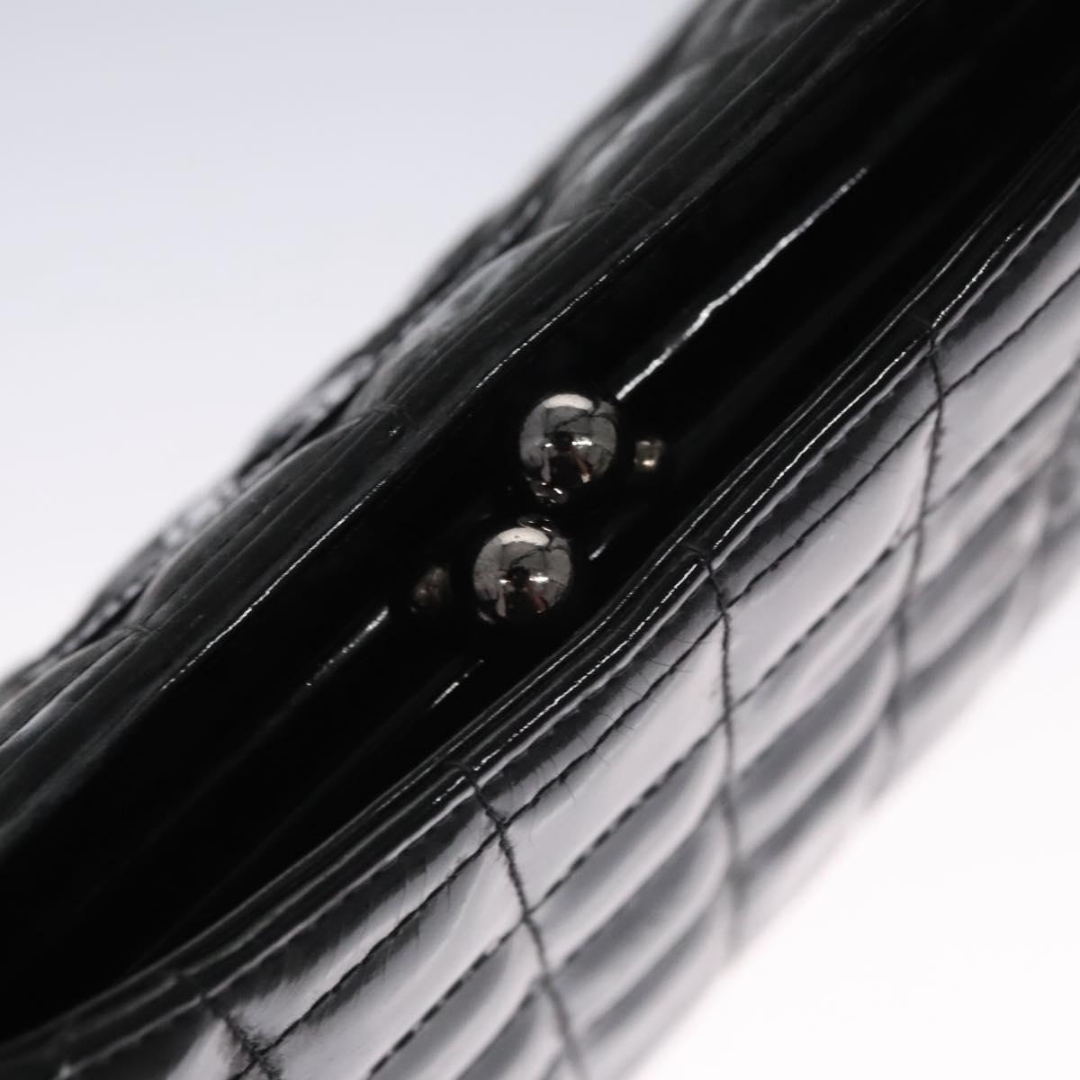 CHANEL Choco Bar Shoulder Bag Enamel Black CC 110333
