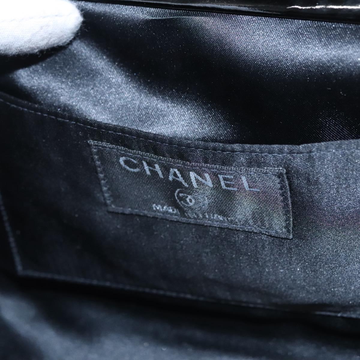 CHANEL Choco Bar Shoulder Bag Enamel Black CC 110333