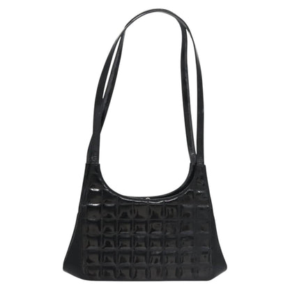 CHANEL Choco Bar Shoulder Bag Enamel Black CC 110333