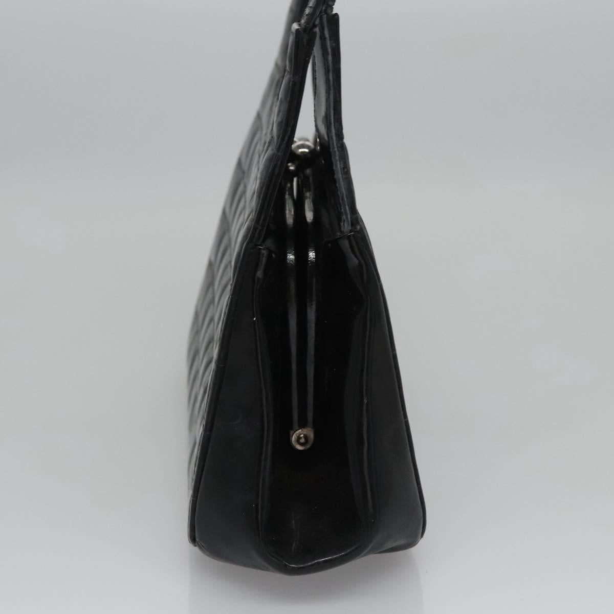 CHANEL Choco Bar Shoulder Bag Enamel Black CC 110333