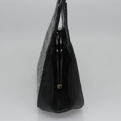 CHANEL Choco Bar Shoulder Bag Enamel Black CC 110333