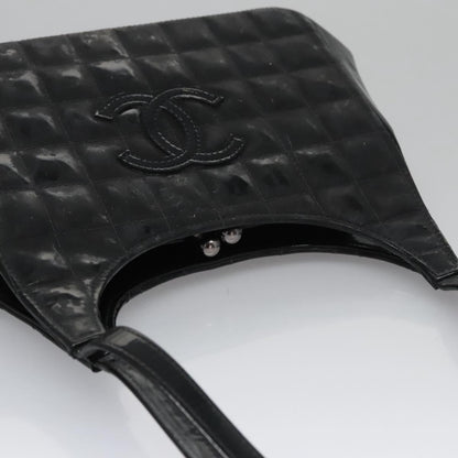 CHANEL Choco Bar Shoulder Bag Enamel Black CC 110333