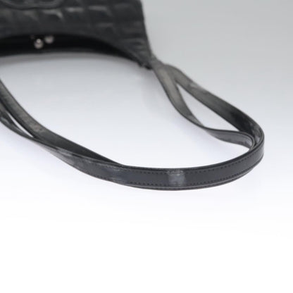CHANEL Choco Bar Shoulder Bag Enamel Black CC 110333