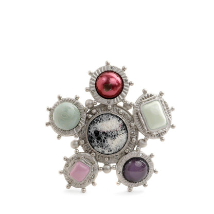 Chanel Multi Stone & Tweed Pattern Pin