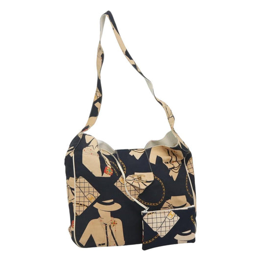 CHANEL Mademoiselle Tote Bag Canvas Navy CC 110544