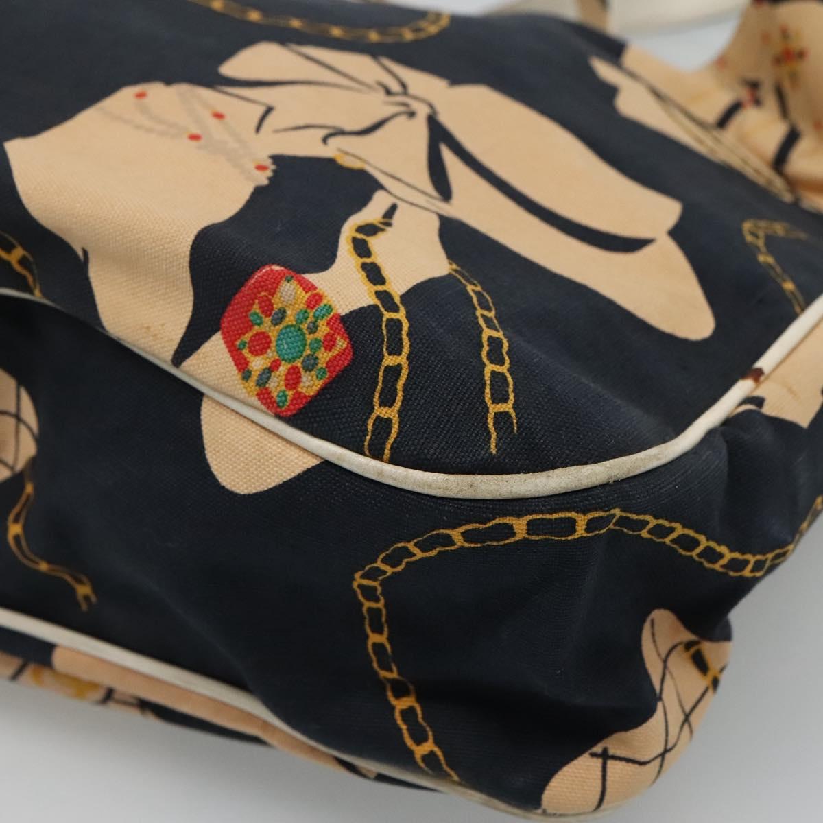 CHANEL Mademoiselle Tote Bag Canvas Navy CC 110544