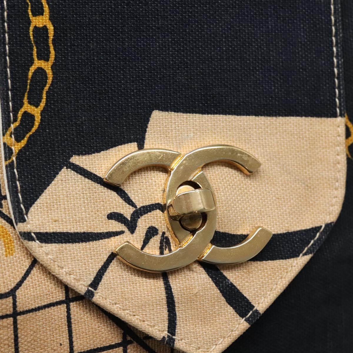 CHANEL Mademoiselle Tote Bag Canvas Navy CC 110544