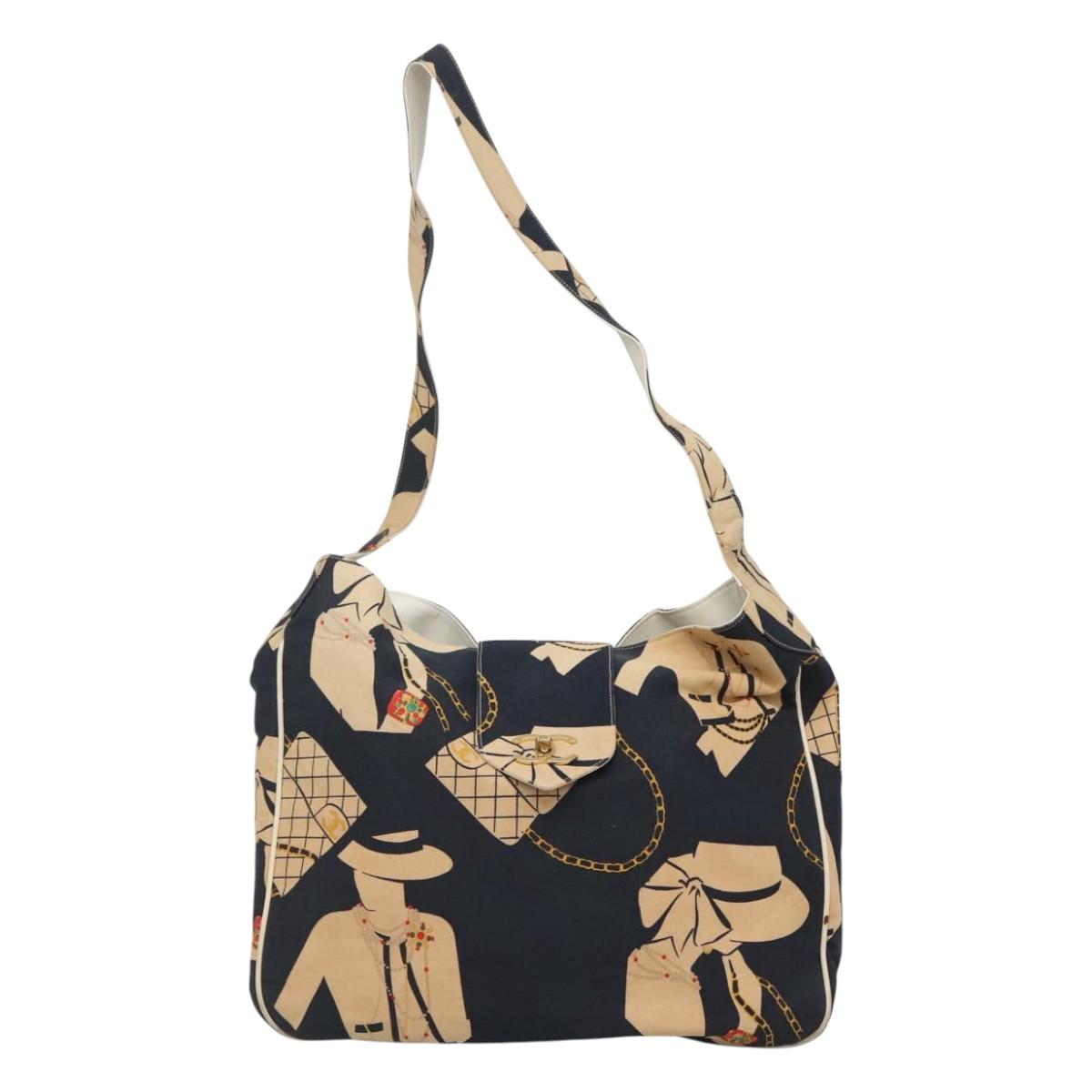 CHANEL Mademoiselle Tote Bag Canvas Navy CC 110544