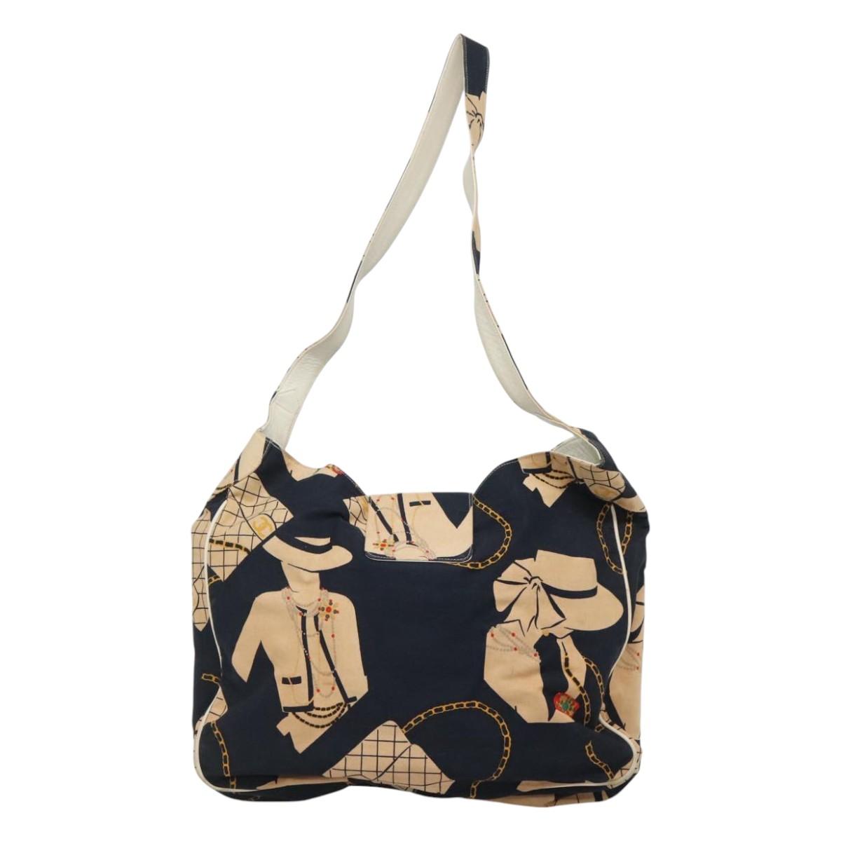 CHANEL Mademoiselle Tote Bag Canvas Navy CC 110544