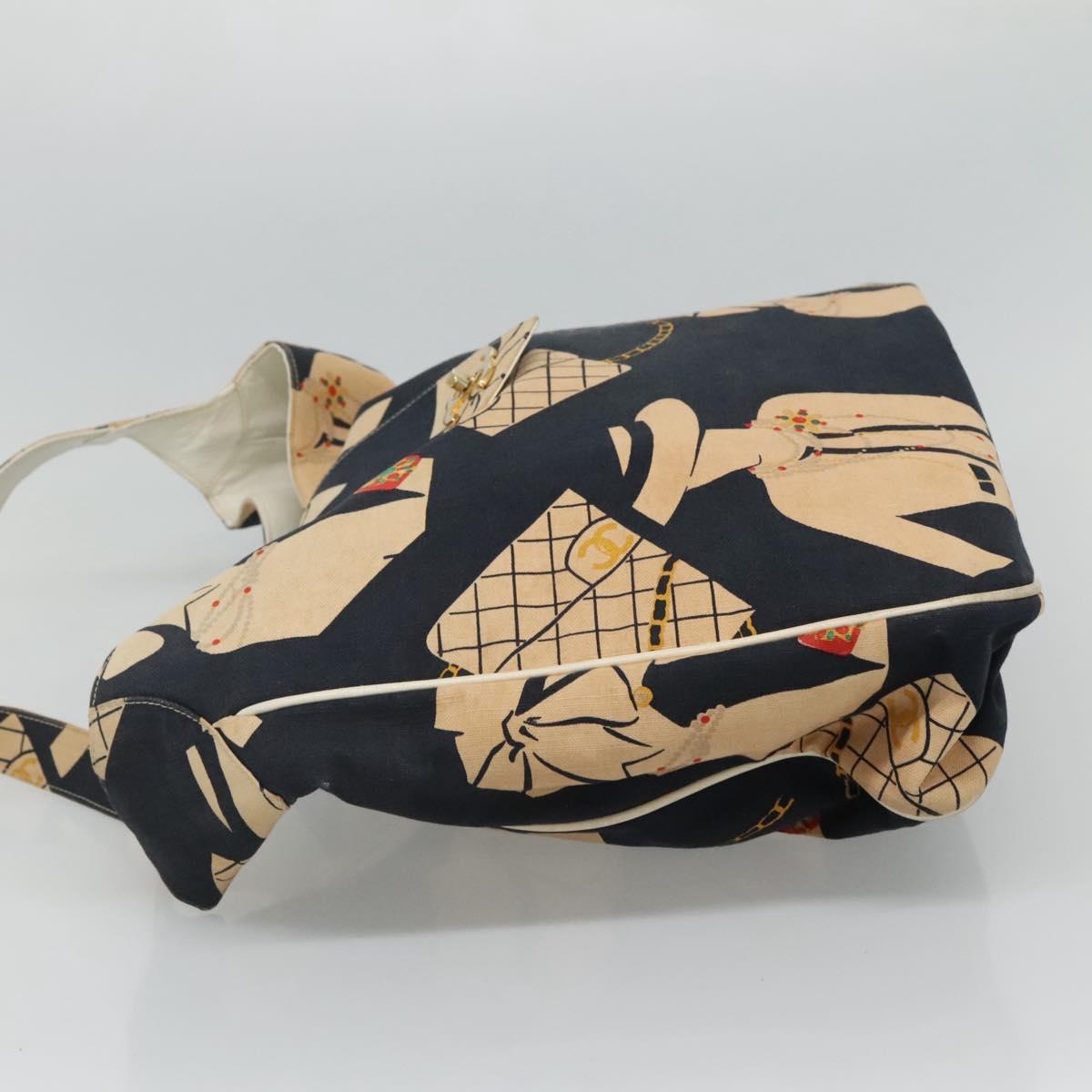 CHANEL Mademoiselle Tote Bag Canvas Navy CC 110544