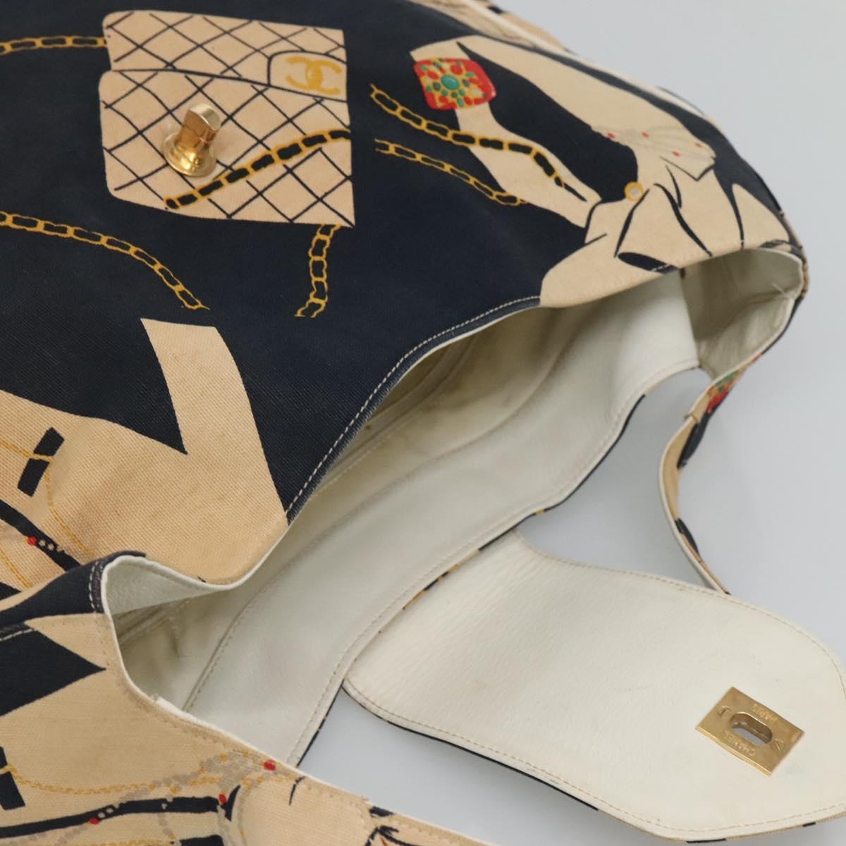 CHANEL Mademoiselle Tote Bag Canvas Navy CC 110544